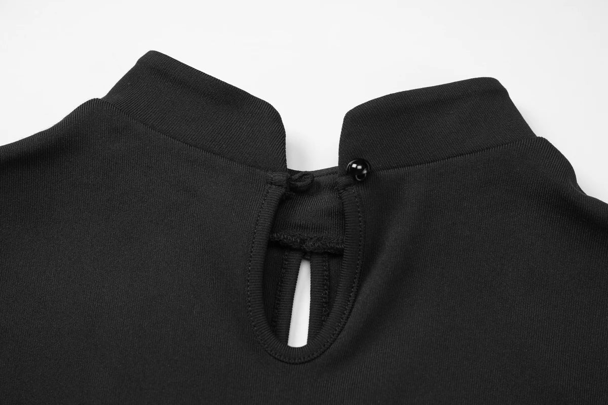 High Neck Hollow Out Bow Top