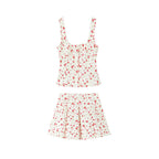 Floral Print Tank Top And Mid Waist Pleated Mini Skirt Two-piece Set