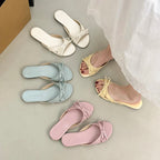 Butterfly Knot Open Toe Slides For Women Non Slip Flats