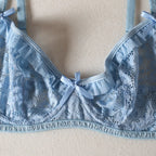 Lace Embroidered Bra and Thong Lingerie Set