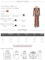 Tiger Print Sheer Long Sleeve Top With High Neck And Slits Street Style