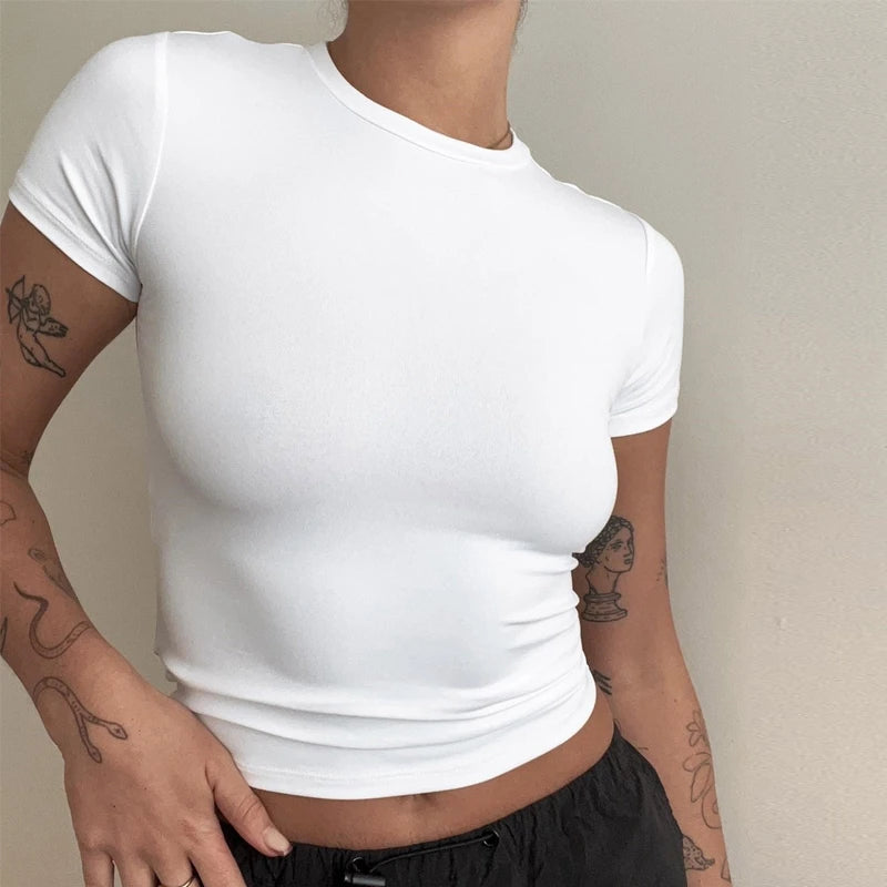 Slim Fit Knit Tee With O Neck