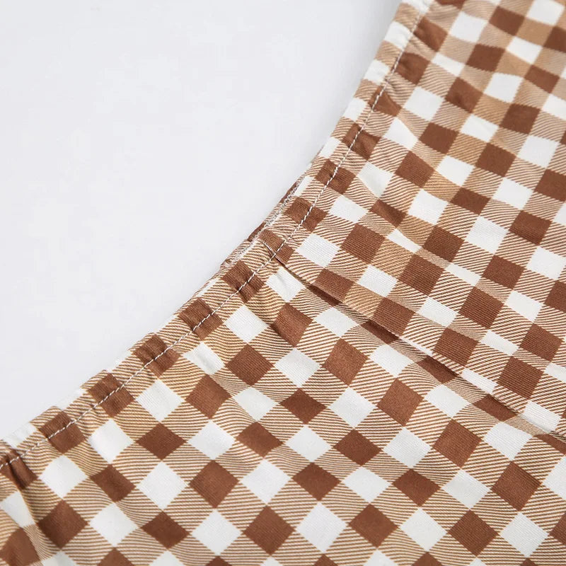 Summer Plaid Short Sleeve Pajama Set