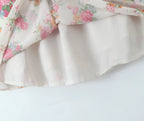 Contrast Color Floral Print Sling Mini V neck Spliced Chest Push Up Back Backless Short Dress