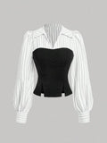 Elegant Striped Spliced Shirt