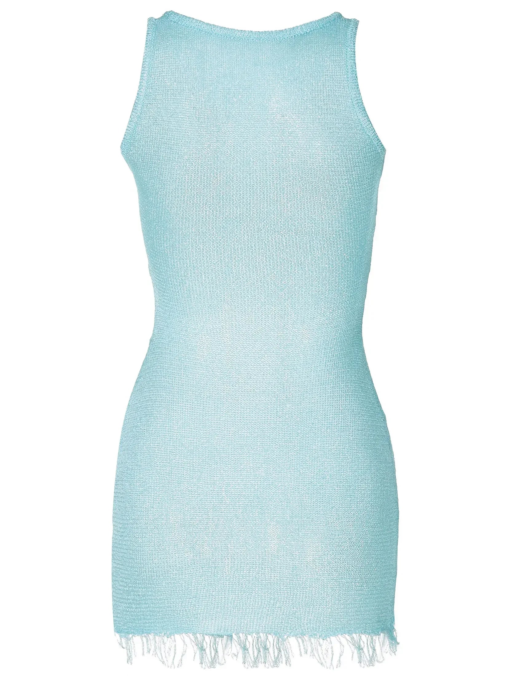 Knit Mini Dress With Tassels And Glitter