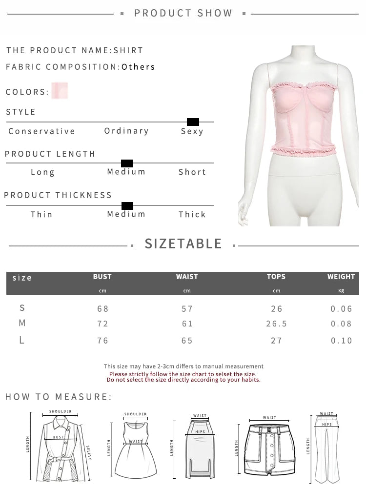 See Through Patchwork Strapless Top With Fishbone Detail Backless Fashion