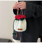 String Bucket Bag For Women Lightweight Crossbody Versatile Hollowout Design