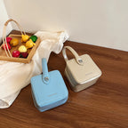 Mini Box PU Leather Crossbody Bag With Short Handle Phone Friendly Compact