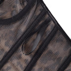 Leopard Print Mesh Corset Bustier
