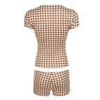 Summer Plaid Short Sleeve Pajama Set