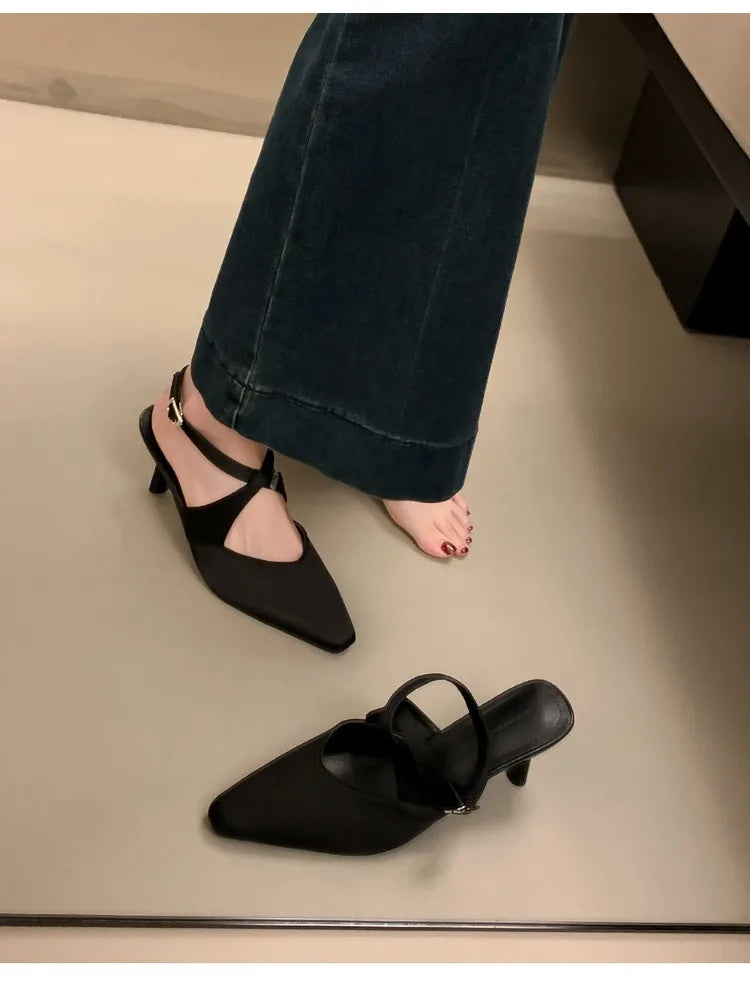 High Heel Sandals With Cross Ankle Strap And Slingback Pumps