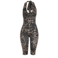Leopard Print Halter Playsuit With Backless Design Bold Street Style Romper