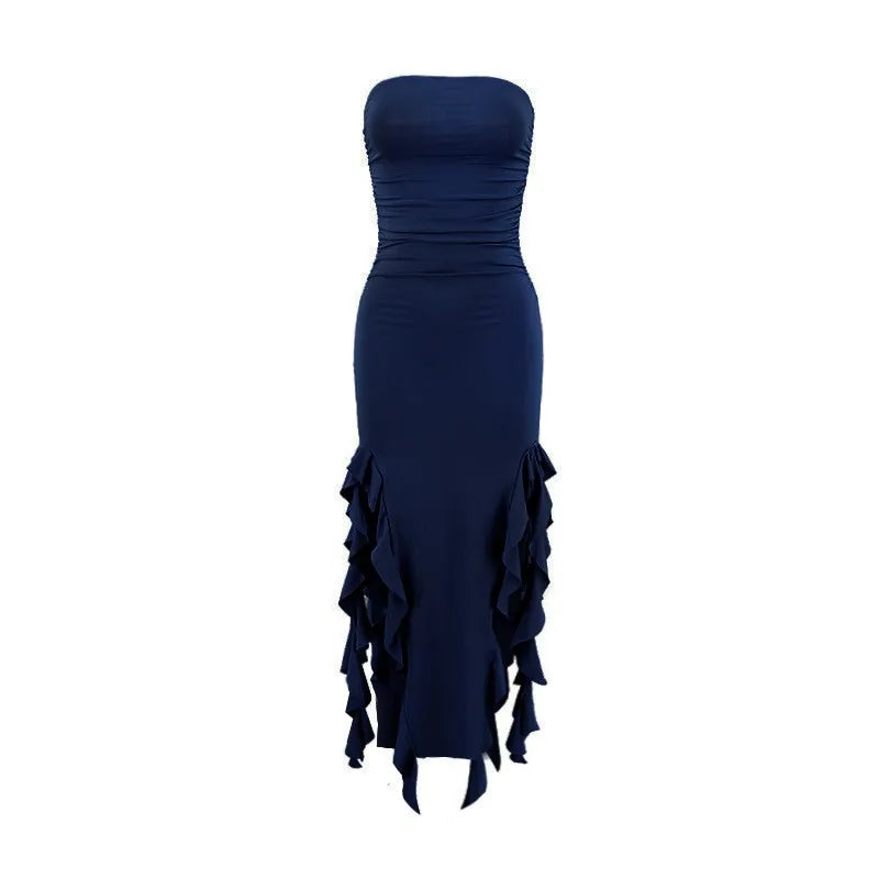 Tube Top Strapless Sexy Midi Dress