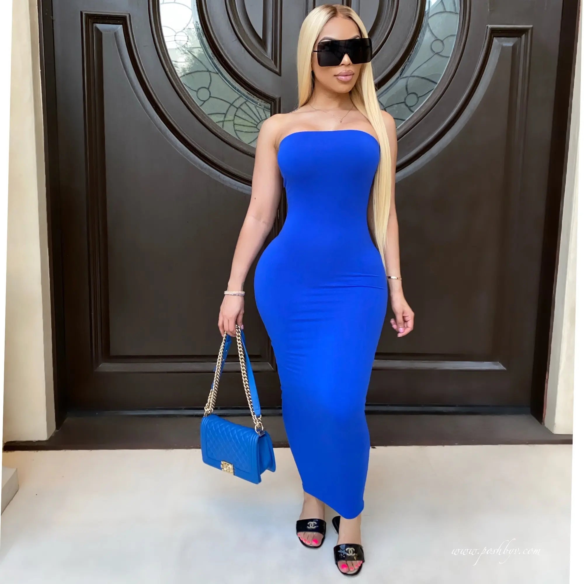 Women's Strapless Knit Maxi Beach Dress - Slim Fit Summer