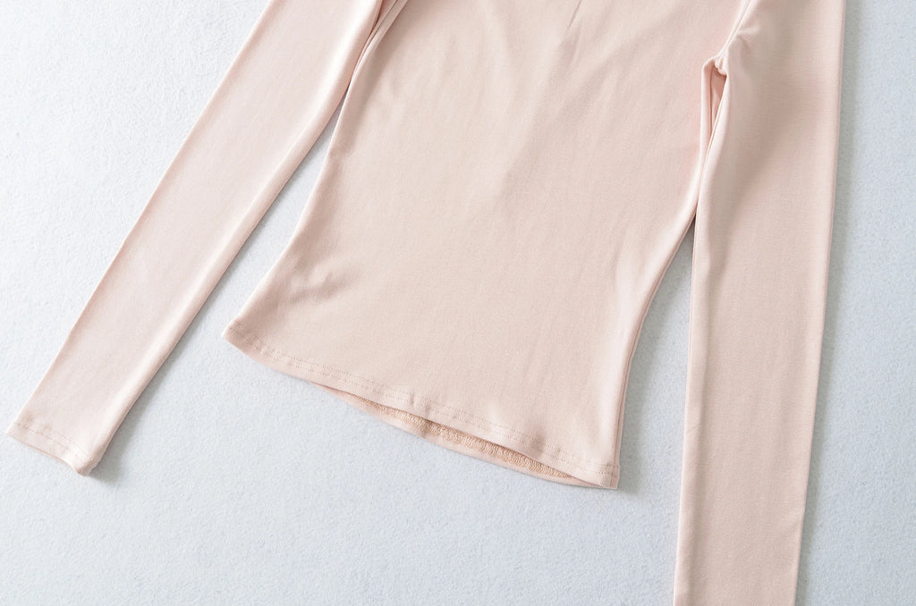 Lace Splice Long Sleeve Vneck Top For Night Out Chic