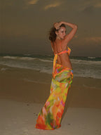 Mesh Cutout Wrap Cover Up Maxi Dress