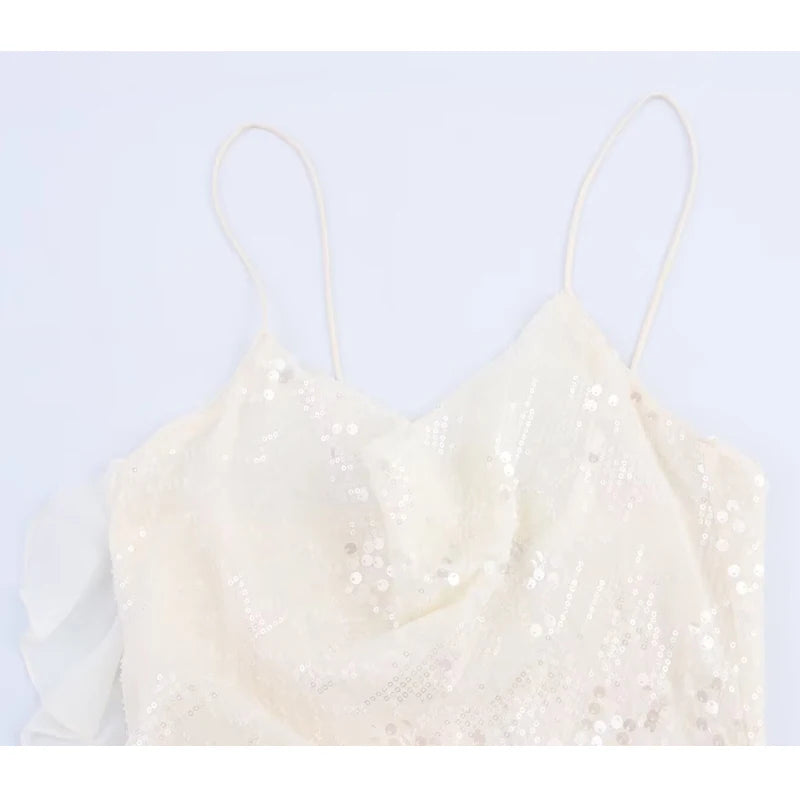 Sequin Backless Mini Slip Dress
