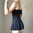 Gothic Kawaii Lace Trim Sleeveless V Neck Mini Dress With Bow Accent