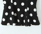 Women Fashion Sleeveless Backless Sexy Black Polka Dot Bow Neck Halter Top