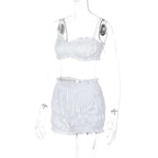 Pleated Shorts Set With Strappy Crop Top