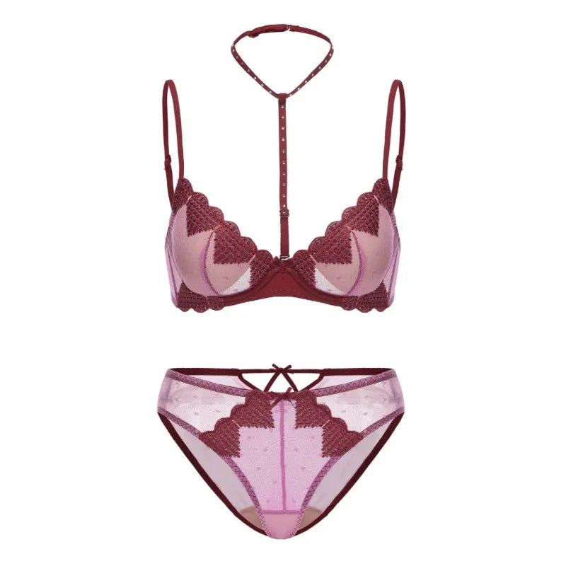 French Embroidered Romance Push Up Bra Set With Steel Ring Delicate Lace And Seductive Coverage