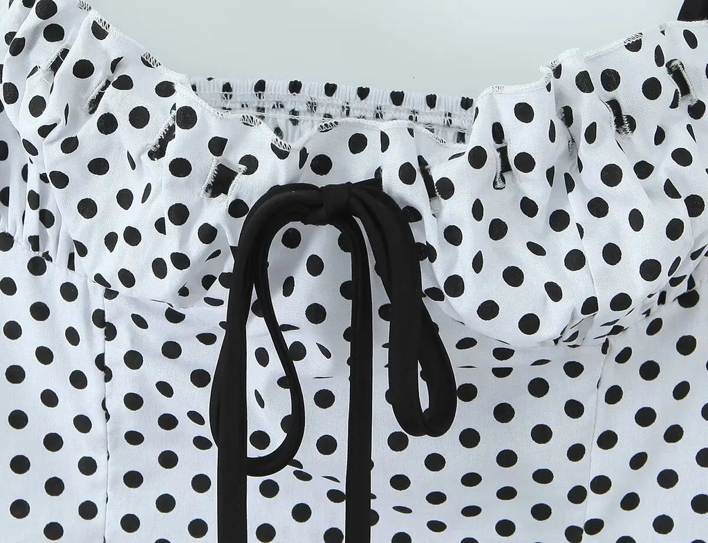 Sexy Sweet Girl Plaid Polka Dot Camis Cotton Top