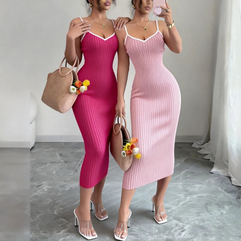 Spaghetti Strap Sundress Midi Knit