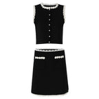 Black And White Skirt Set For Women With Elegant Contrast Design
