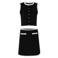 Black And White Skirt Set For Women With Elegant Contrast Design
