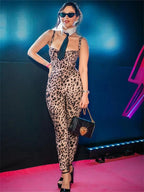 Leopard Print Sleeveless Jumpsuit For Women