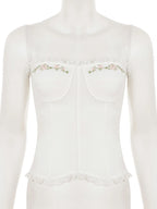 French Embroidered Flower Halter Corset Sexy Slim Top