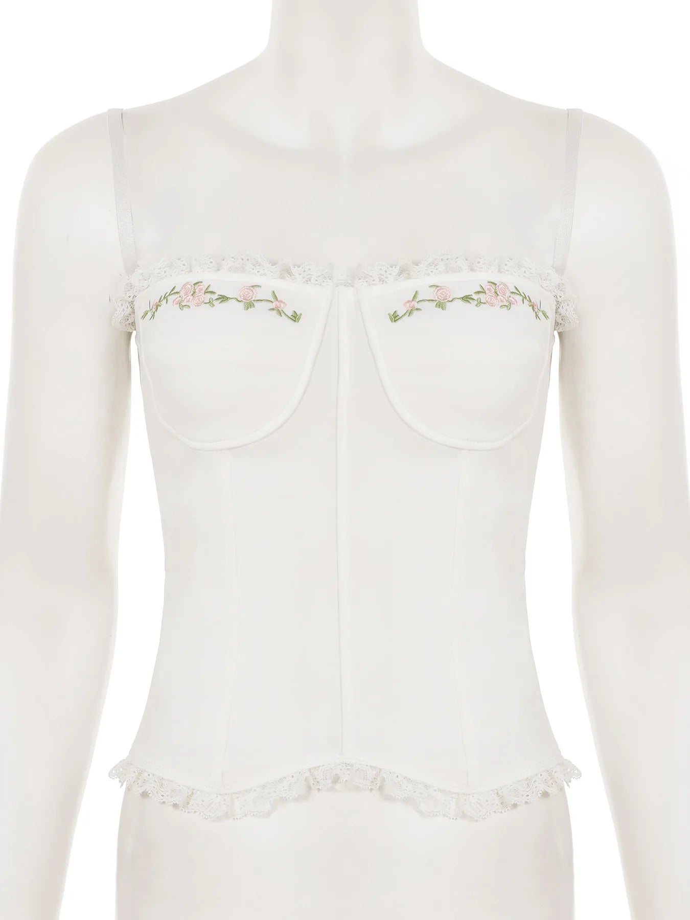 French Embroidered Flower Halter Corset Sexy Slim Top
