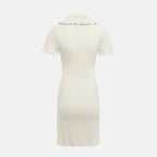 Ruffled High Waist Mini Dress Short Sleeve Knit Elegant Vintage