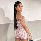 Polka Dot Strapless Playsuit For Women Backless Slim Fit Romper