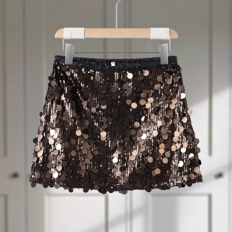 Beaded Sequin Two Piece Set Sleeveless Backless Crop Top And Mini Skirt Glam Outfit