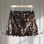 Beaded Sequin Two Piece Set Sleeveless Backless Crop Top And Mini Skirt Glam Outfit