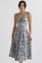 Spaghetti Strap Maxi Dress With Wrap Bow Lace Up Front Elegant Long Gown
