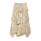 Tiered A-Line Print Ruffle Skirt