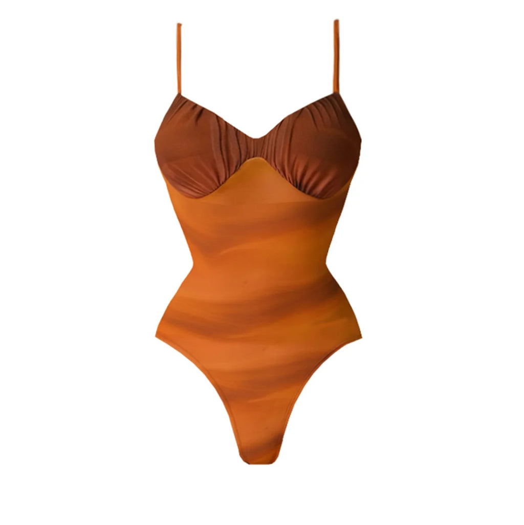 Push Up Bikini Set With Mesh Skirt For Women One Shoulder Bandeau Bathing Suit