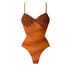 Push Up Bikini Set With Mesh Skirt For Women One Shoulder Bandeau Bathing Suit