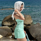 Mesh Ruffle Backless Mini Sundress