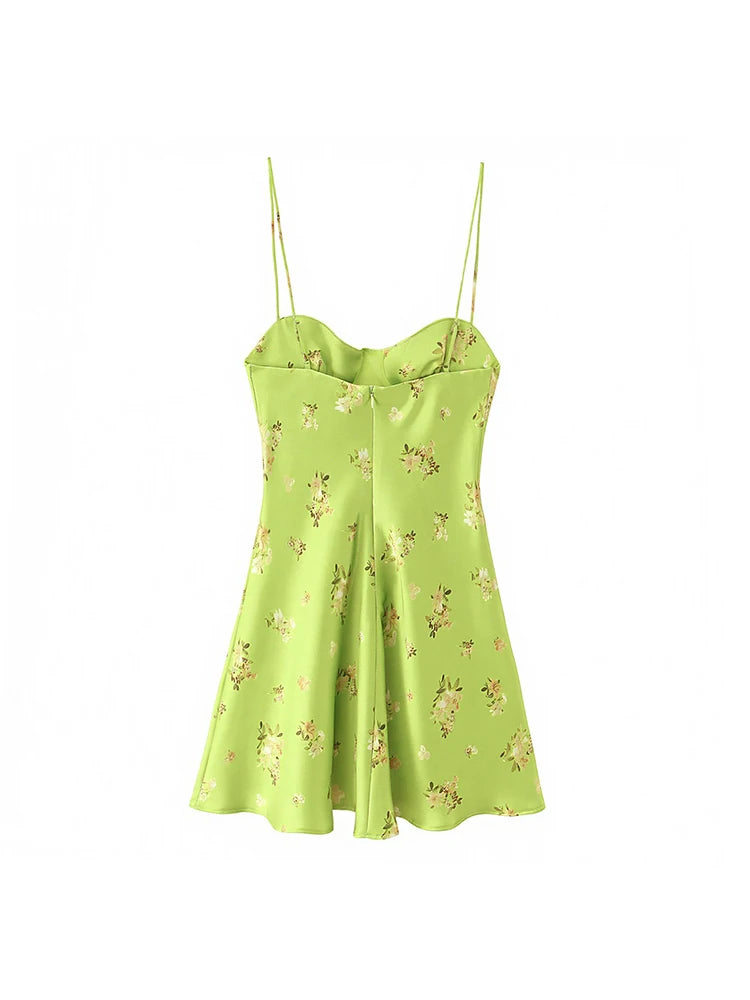 Floral Print Summer Sling Dress With Spaghetti Straps