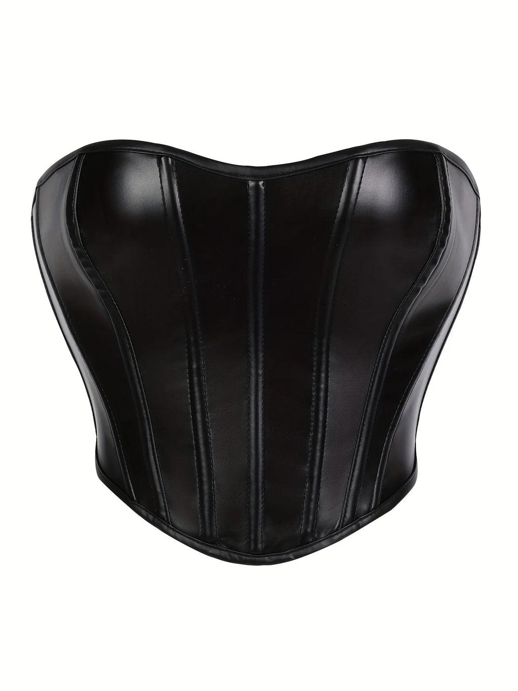 Leather Strapless Corset Top With Boning For Sleek Shaping