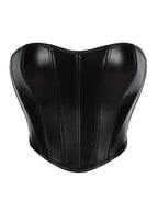 Leather Strapless Corset Top With Boning For Sleek Shaping