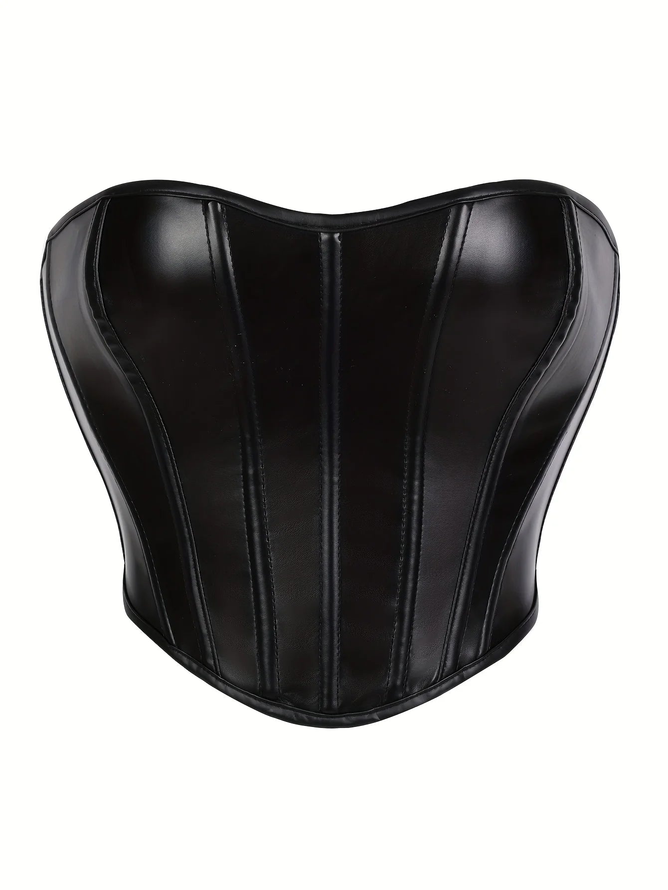 Leather Strapless Corset Top With Boning For Sleek Shaping