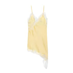 Lace Slip Mini Dress With Satin Backless Asymmetric Cut