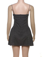 Speckled Print Spaghetti Strap Mini Dress Sleeveless Bodycon Pleated Detail