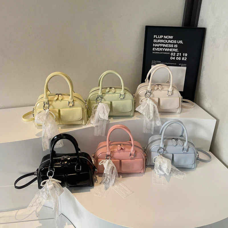 Minimalist PU Leather Crossbody With Pocket Design For Women Mini Square Shoulder Style