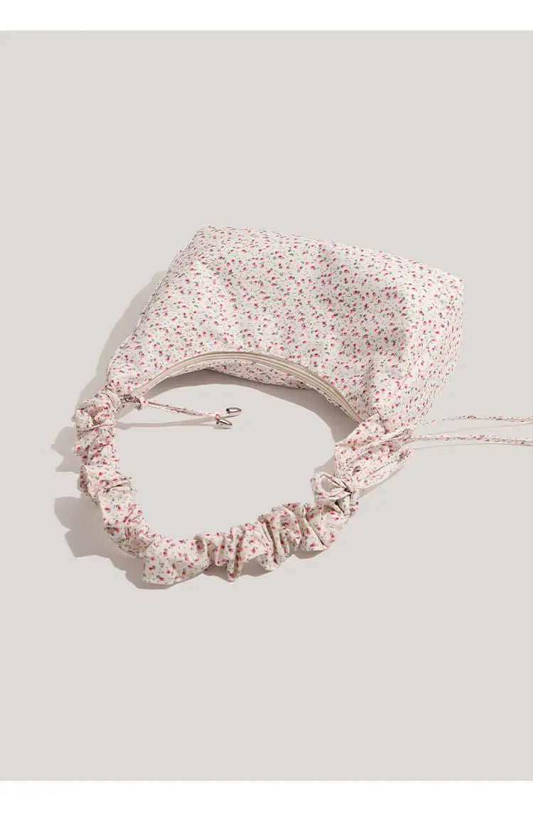 Fairycore Floral Canvas Shoulder Bags With Drawstring